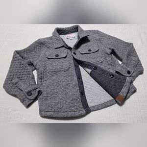 Canadiana Shacket T Shirt Jacket Quilted Button Up Gray Flap Pockets Sz 5T